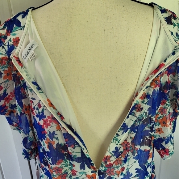 Calvin Klein Puff- sleeve Atlantis Floral Dress Size 16W - Picture 10 of 11